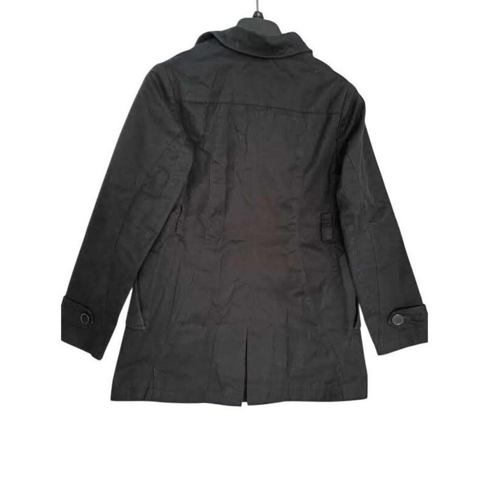 Broadcast Black Double Breasted Peacoat Jacket Size S Minimalist Cotton Trench - Picture 5 of 8